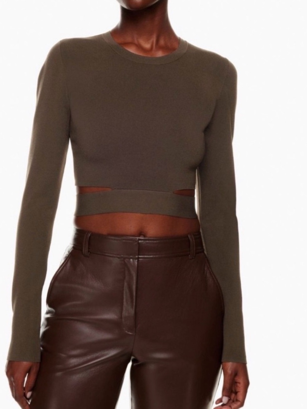 ARITZIA Ten by Babaton Long Sleeve Retrospect Sweater, Brown, Size Medium